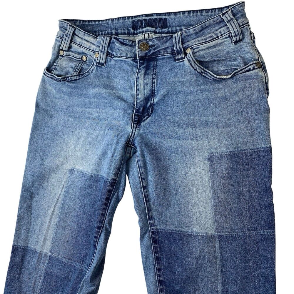 Rock & Roll Jeans Boyfriend Skinny Womens 29 Patchwork Denim Raw Hem Ankle Y2K